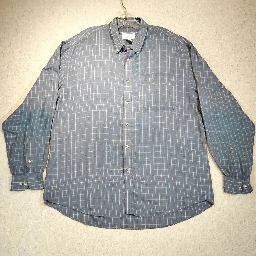 Arnold Palmer Men's Long  Sleeve Button Up Blue/Red/White Plaid Shirt Size XL-17
